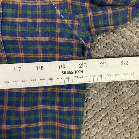 Peter Manning Lightweight Flannel Button Down Shirt Mens Size 2 Plaid Blue Green - Picture 10 of 14